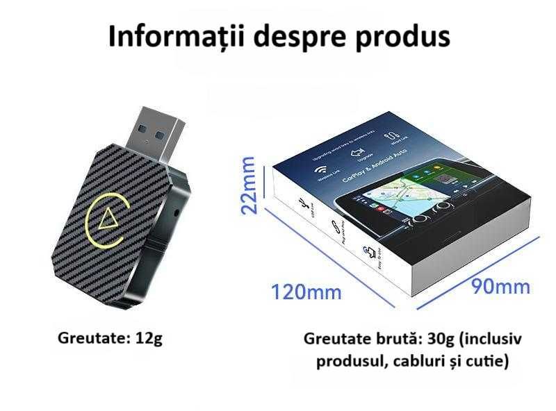 Adaptor Wireless Android Auto/Apple Carplay ZYTEQ® Q1M Universal, Nou