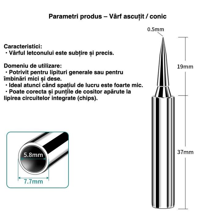 Set varfuri universale pentru letcon 907 120W 5 bucați fara plumb
