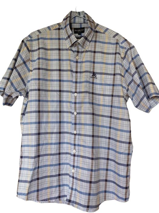 Мъжка карирана риза с къс ръкав Jean Paul, 100% памук, 74х59 см, L