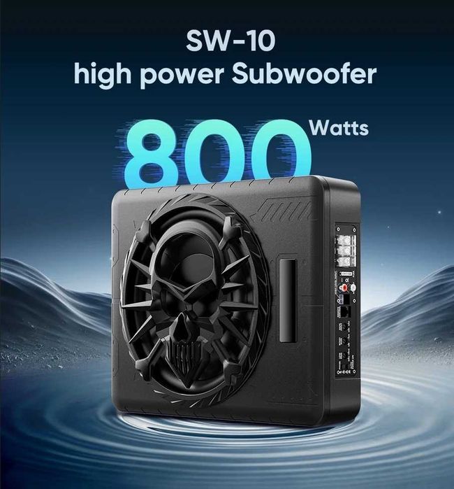 Компактен 10” автомобилен 800W(peak) активен субуфер