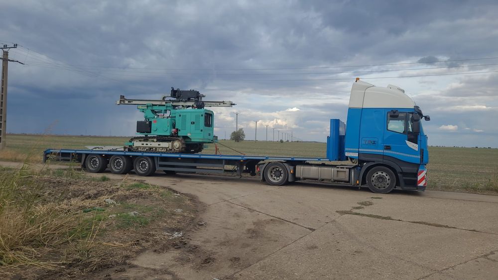Transport Utilaje, trailer, transport, Macara