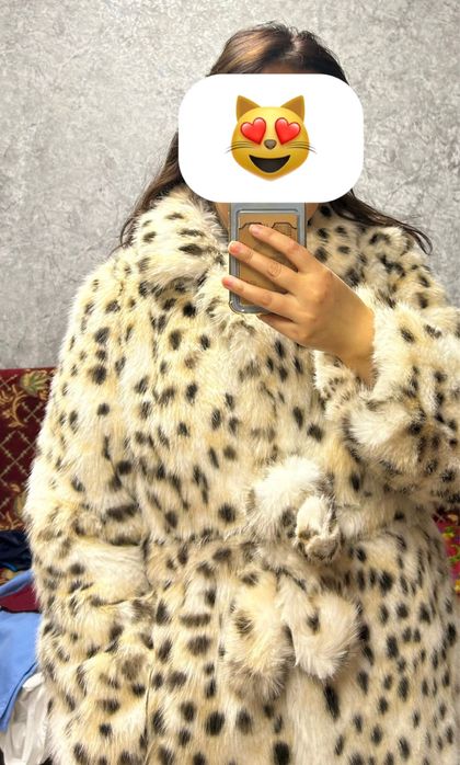 Шуба леопард пушистая