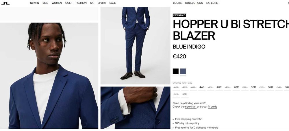 Sacou blazer slim 48 M de lux J Lindeberg lana extrafina navy blue