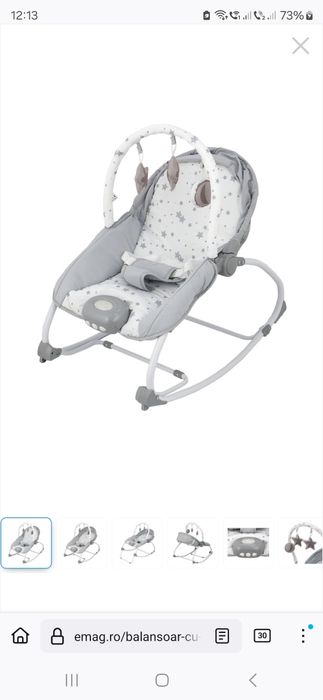 Balansoar cu vibratii si sunete Wunderkid Stars, Gri / Alb