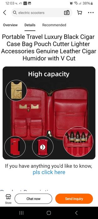 Gevara преносим Хумидор За Пури в комплект с Запалка и  Ножица