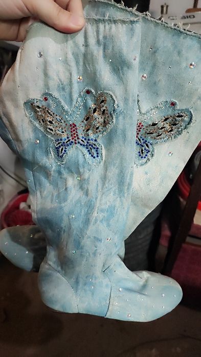 Cizme de blugi sidefat