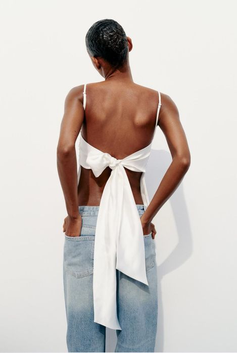 Топ zara с бантом на спине Xs