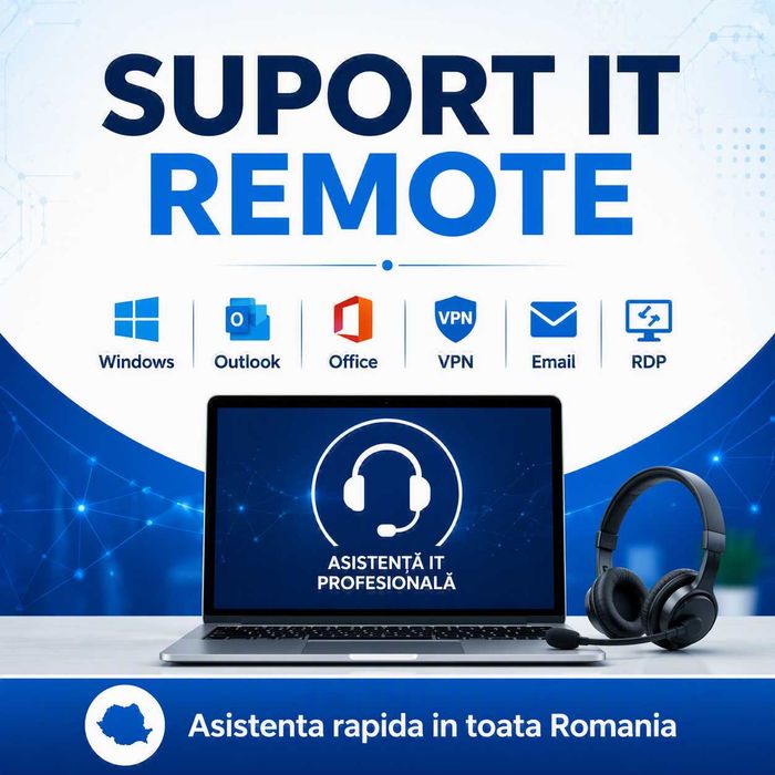 Suport IT Remote | Windows, Outlook, Office, VPN, Email | Asistență Rapidă