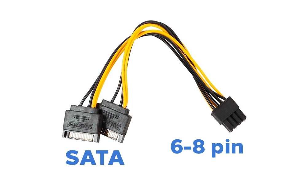 Блок питания 6 pin 8 pin переходник адаптер на SATA для видеокарты