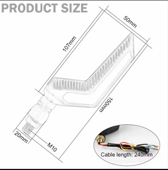 Semnalizări Moto LED Secvențiale (Dinamice) cu Lumină de Zi (Alb / Roșu / Albastru) scuter atv