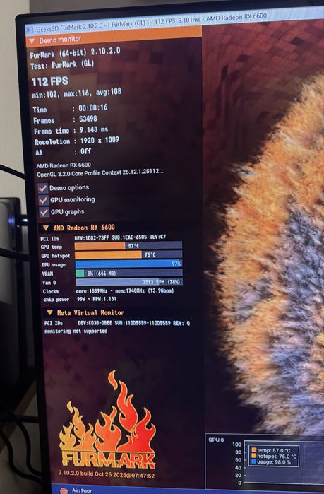 VAND Placa Video  XFX RX6600 SWIFT 210 8GB