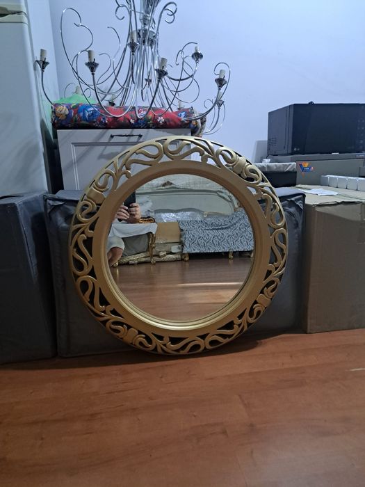 Зеркало круглое, под золото