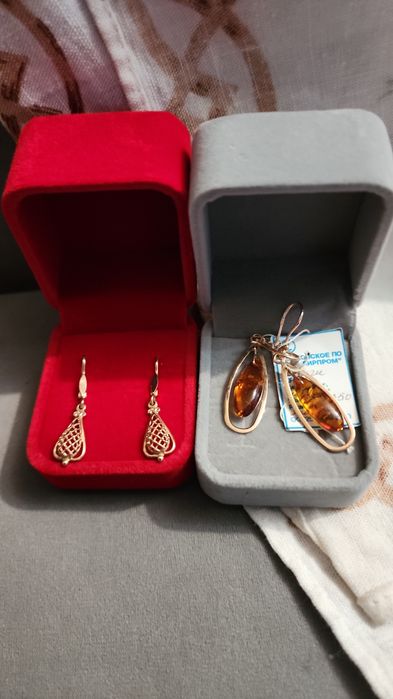 Серьги золотые .советские новые .