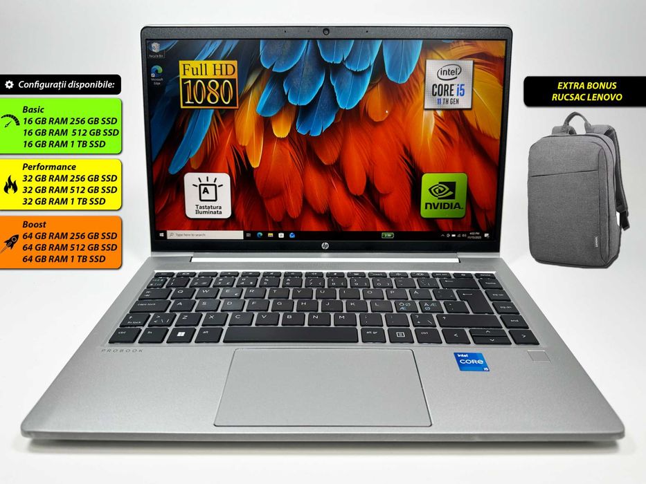 Laptop HP Probook i5 16gb 512ssd 14 inch Full HD Nvidia Garantie 1 an
