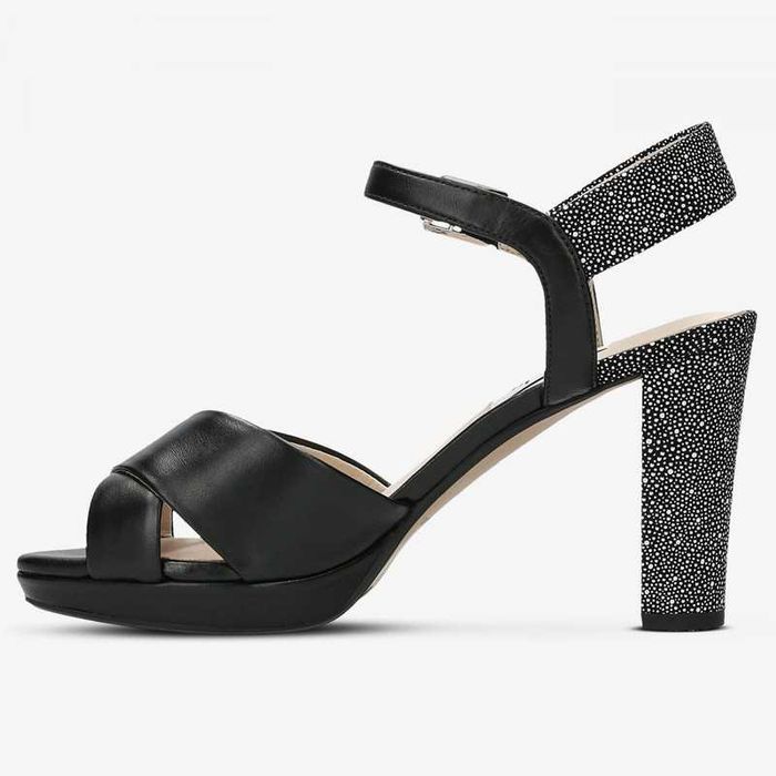 %ПРОМО% CLARKS № 38/39 – Дамски сандали от ест кожа "BLACK & WHITE"