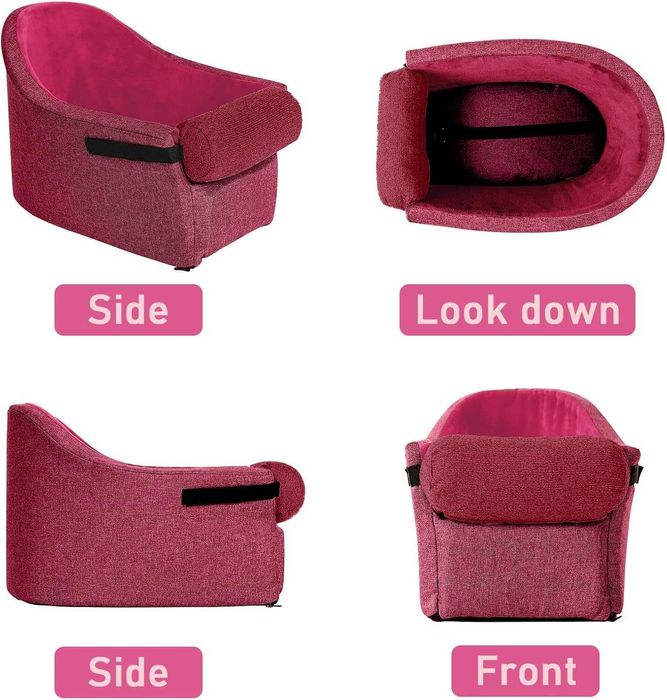 Pat caini pentru transport in masina - culoare roz - pentru cotiera