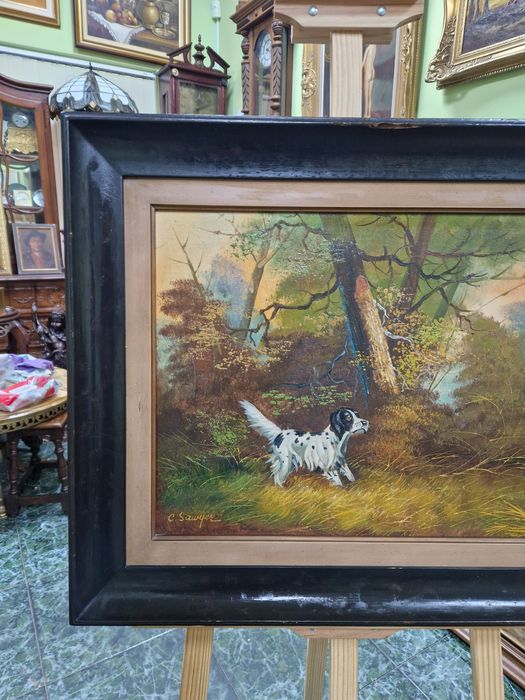 Чудесна антикварна авторска картина масло върху платно