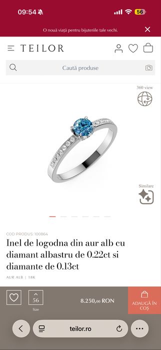 Inel Teilor blue diamond 0.22ct si diamante 0.13ct
