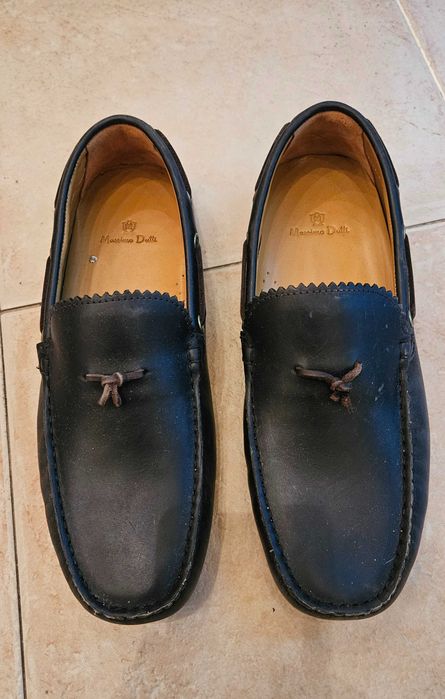 Massimo Dutti мъжки черни кожени мокасини нови
