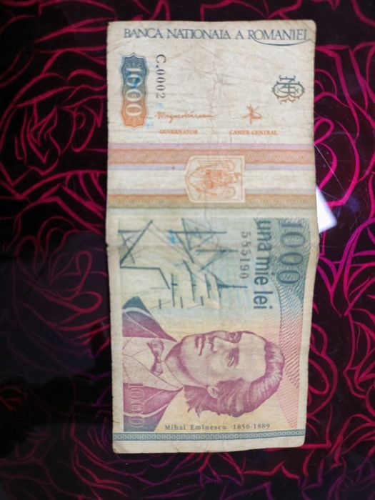 Bani vechi de colecție Una mie lei 1993 și cinci sute lei 1992