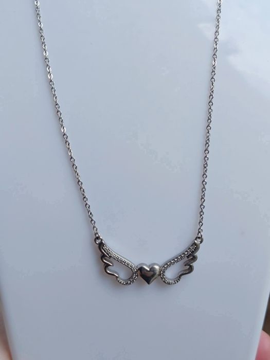 Colier/lant din argint de 925, Briju, cu pandantiv aripi de inger