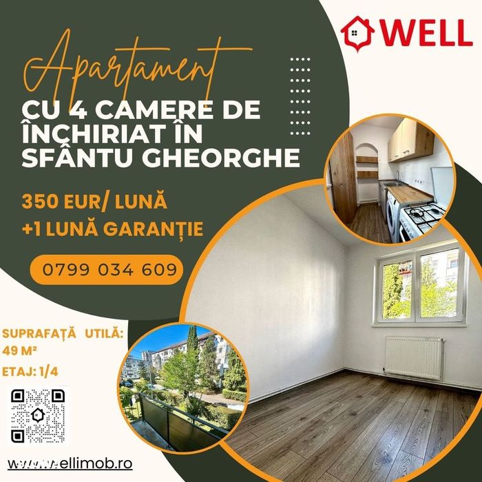 Apartament cu 4 camere de închiriat în Sfântu Gheorghe!