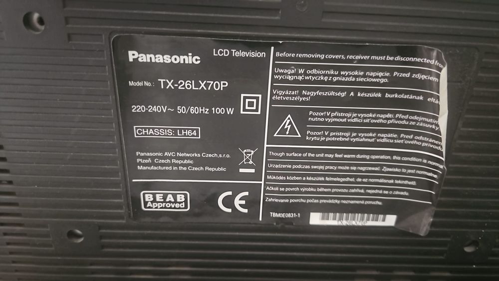 Televizor vechi panasonic TX-26LX70P pentru programul rabla