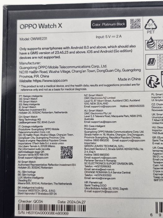 Smartwatch OPPO Watch X compatibil Android Platinum Black