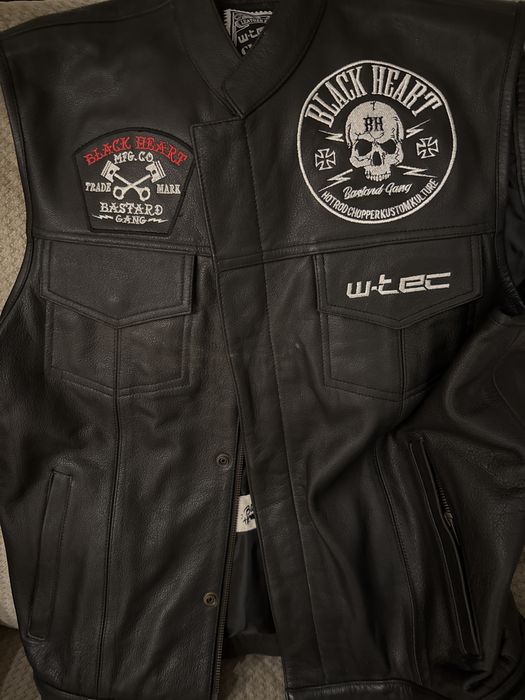 Vestă piele  - W-TEC SKULL - BLACK HEART