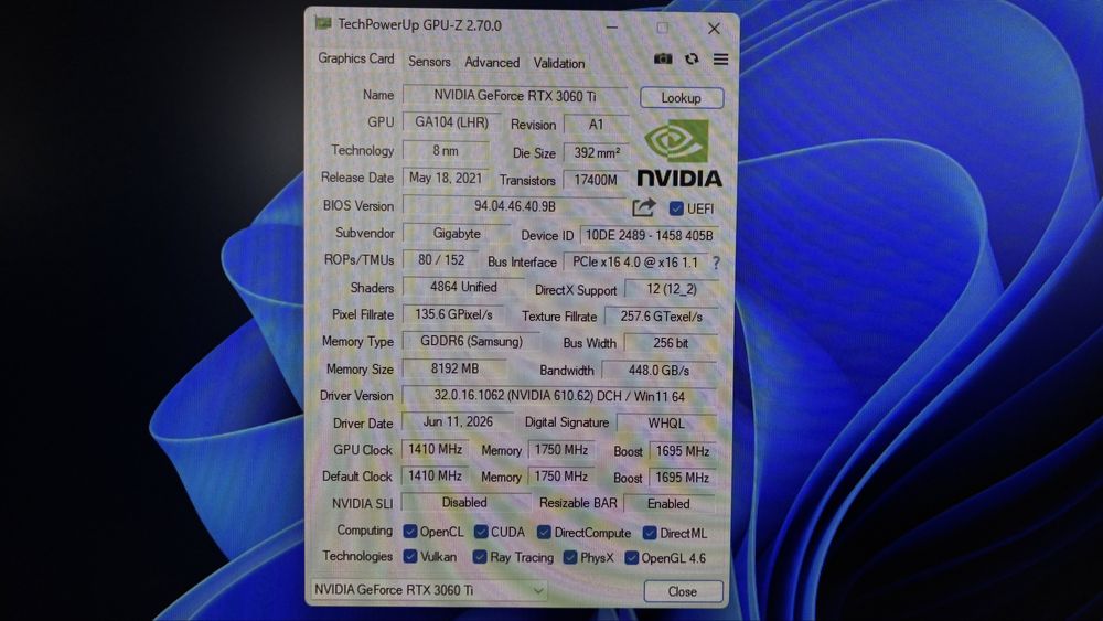 Видеокарта, RTX 3060ti, Gigabyte Eagle