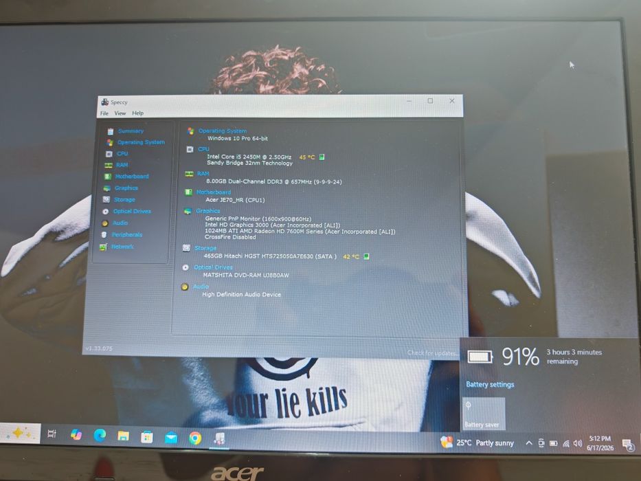 Laptop Acer Aspire cu i5 și baterie nouă
