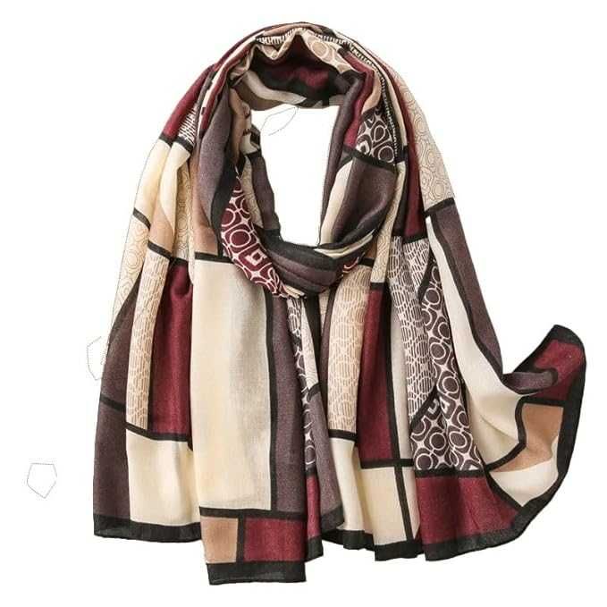 Модерен Дамски Шал с Дигитален Принт и Къдрена Текстура