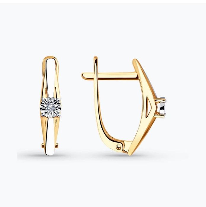 Серьги из комбинированного золота с бриллиантами