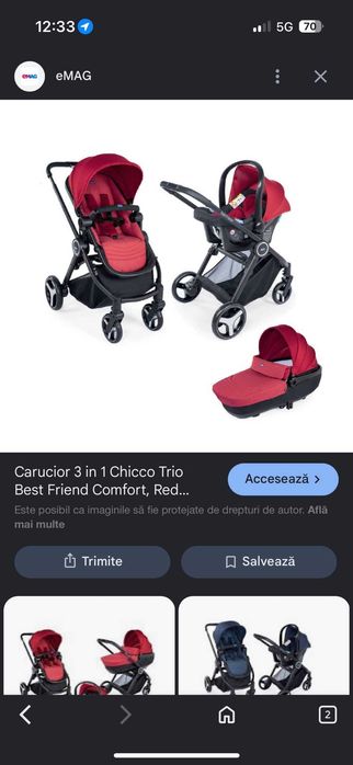 Carut Chicco 3 in 1 Copii (landou+scaun auto+carucior)
