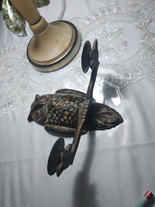 Антиквариат редкая сова подсвечник