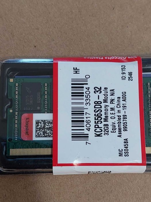 32GB 5600MT/s CL46 - KIngston (SO-DIMM - RAM за лаптоп) - НОВА!