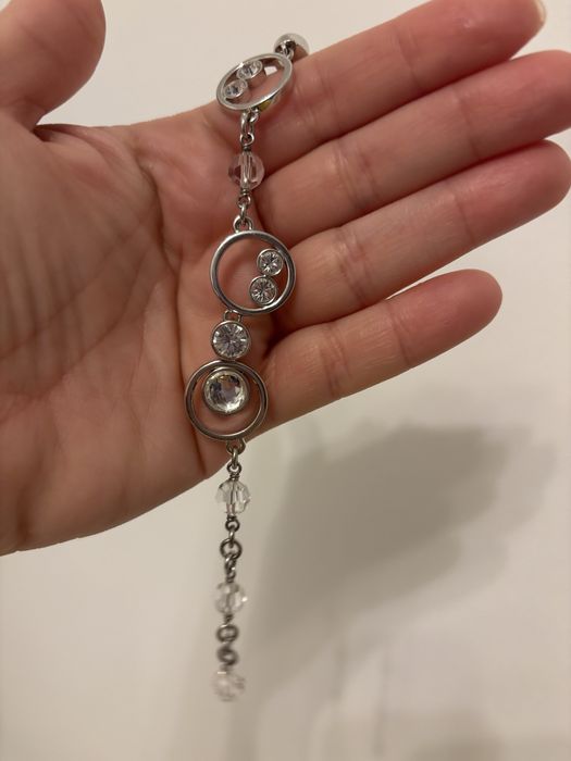 Bratara reglabila Swarovski din argint rodiat si cristale