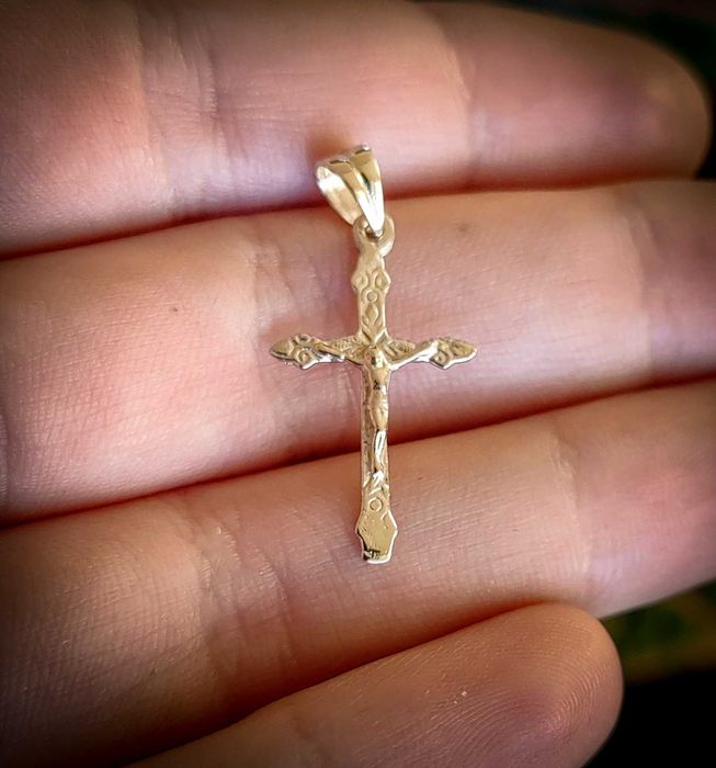 Златен Православен кръст, 14 карата плътно злато, подарък за кръщене