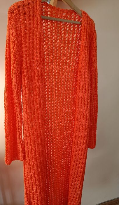 Оранжева дълга жилетка