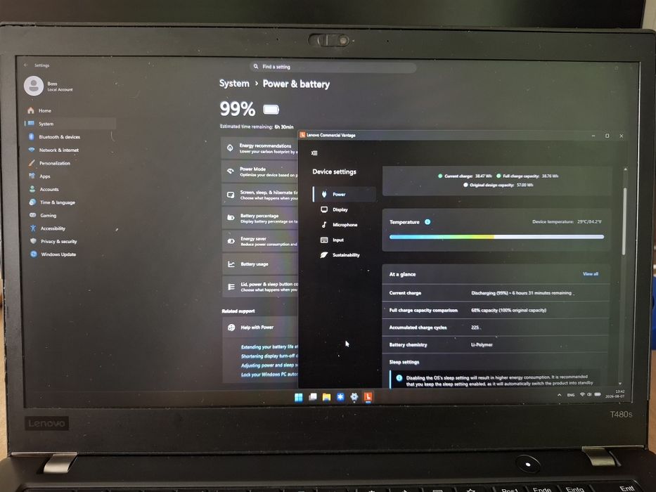 Lenovo ThinkPad T480s 14 inch | i5-8350U 3.60 Ghz / 16GB DDR4 RAM / 500GB SSD / Win 11 + Office / 6+ часа батерия