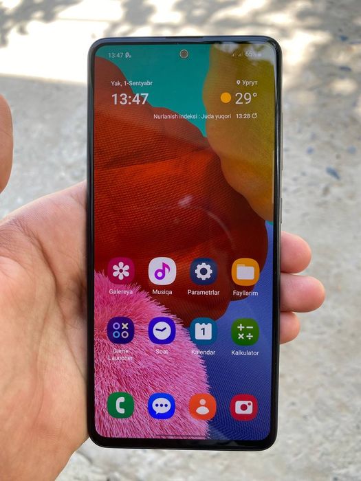 Telefon nomi : samsung a 51. Xotirasi 128/6 gb.