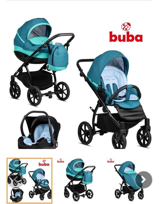 Buba Бебешка количка Zaza 3в1,  Sea Blue