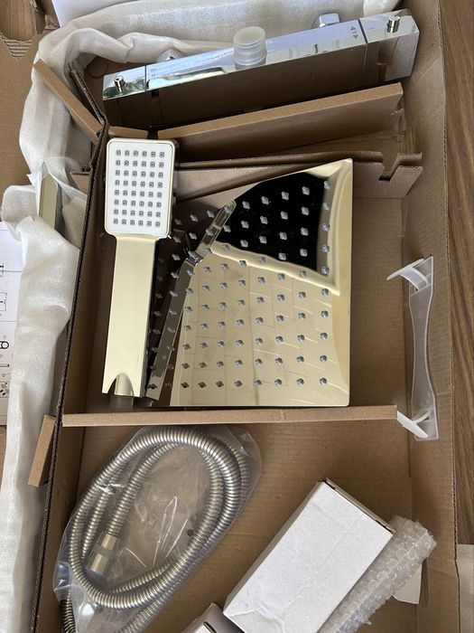 Sistem complet de dus cu cap tip ploaie, para dus, robinet termostatic