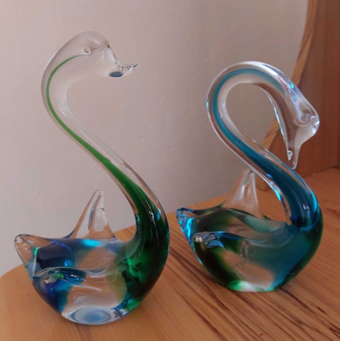 Лебеди стекло. Чехия. Сувениры фигурки статуэтки