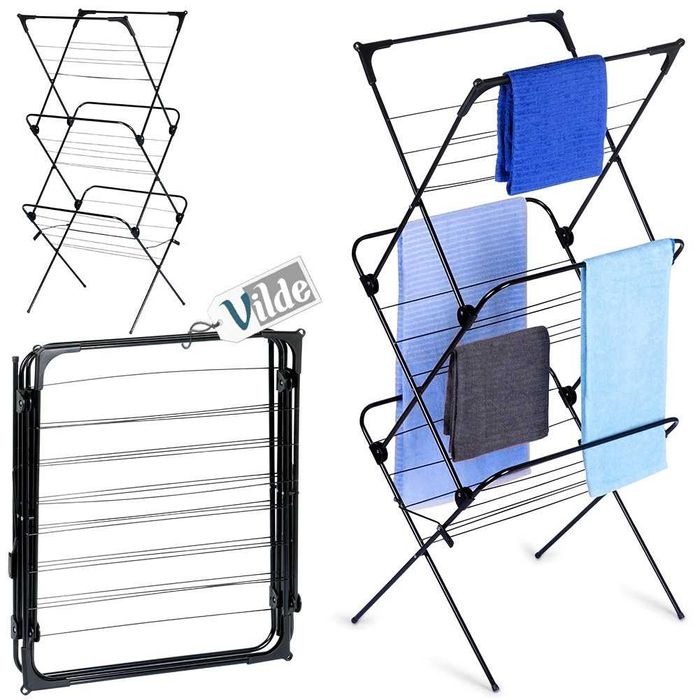 Вертикален сушилник за дрехи на 3 нива/простор за пране 61x58x136 cm