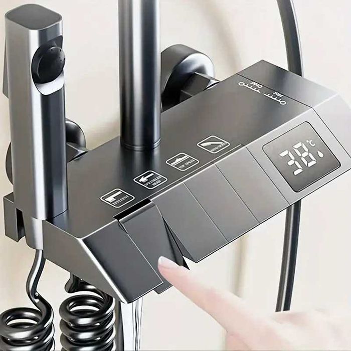 Душ система със смесител с дисплей Термостатен душ пита Сив