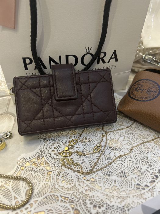 Dior Burgundy Cannage Leather Lady Dior Compact French Wallet.