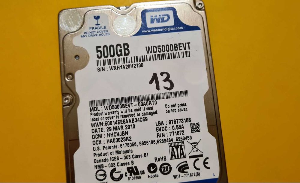 13.HDD Hard Disk Western Digital Scorpio Blue 500Gb 5400Rpm 8MB SATA 2