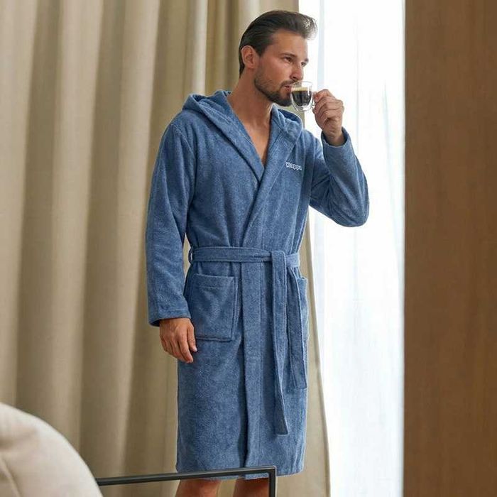 Халат за баня Kappa, 100% памук, син, S/M или L/XL, унисекс модел
