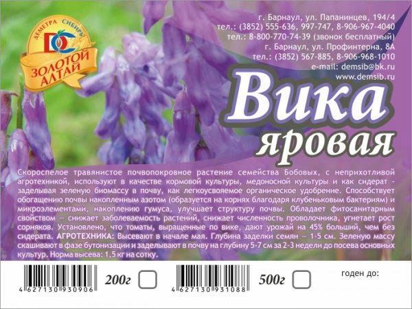Сидерат вика фото и описание